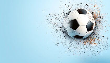Soccer Ball Explosion for Blue Background.
