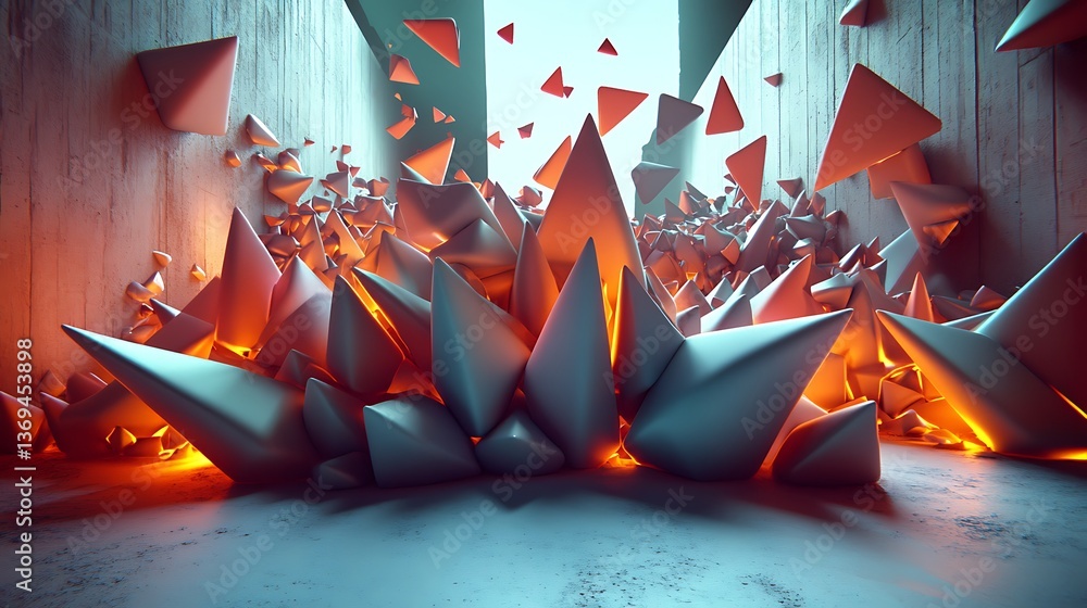 Poster abstract shapes and light create a geometric and dynamic composition