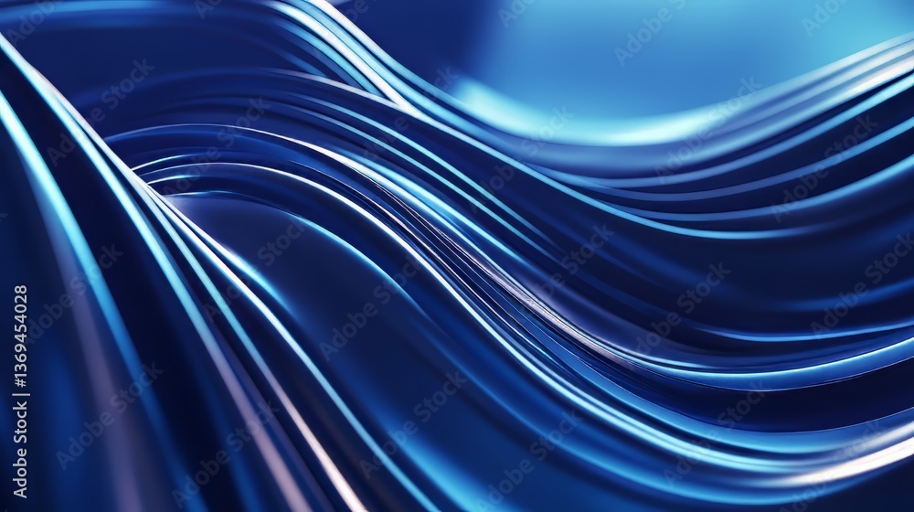 Poster abstract fluid waves with reflective surface. perfect for modern backgrounds and visual design eleme