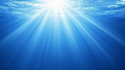 Fototapeta premium Underwater Sunlight: Ethereal beams pierce the ocean depths, creating a serene aquatic atmosphere. 