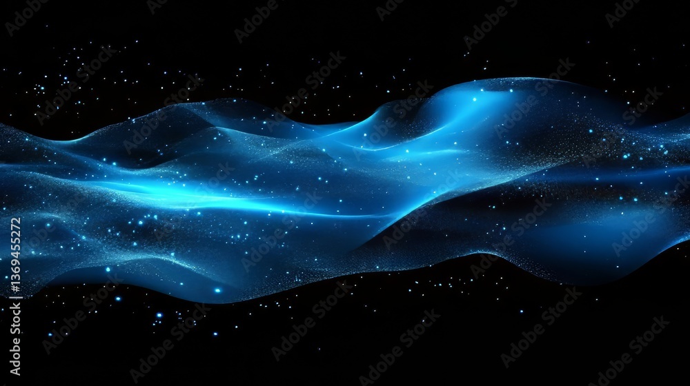 Aufkleber abstract waves flow through a dark, starry expanse, glowing with luminescence and creating a dreamli