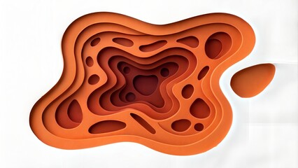 Obraz premium Abstract cut paper white background orange color tune organic shape deep Droste infinite zoom Kaleidoscopic 