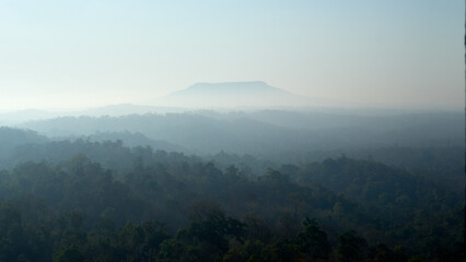 Epic View of Phu Kradueng Plateau in the Morning Fog