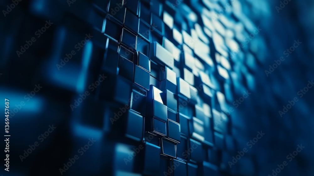 Poster abstract blue tile pattern with textured surface design and geometric composition for creative backg
