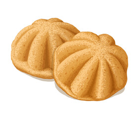 Traditional Malaysian Bahulu Soft and Fluffy Mini Sponge Cake with Light and Buttery Flavor  Digital Illustration Vector