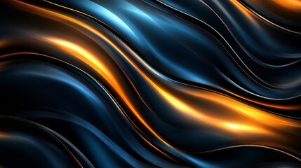 Obraz premium Abstract waves of blue and gold intertwine, creating a mesmerizing play of light and shadow.