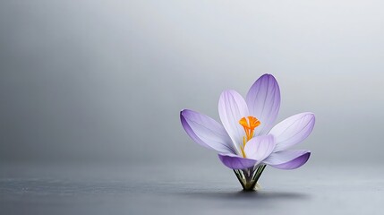 Single purple crocus blossom.