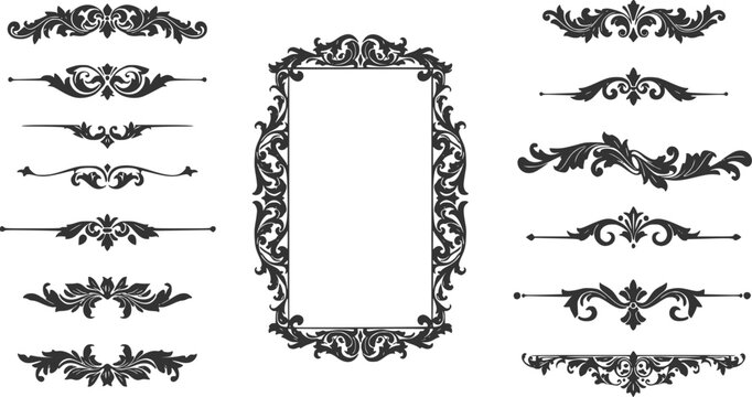 Vintage Ornamental Border and Frame Collection – Decorative Floral & Geometric Elements. Elegant corner embellishment design element
