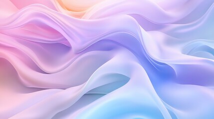 Multicolored pastel waves create a surreal 3D abstract background with soft and graceful movement. Modern aesthetics concept.