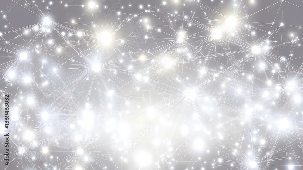 Poster abstract network of glowing dots connected by lines, creating a bright and futuristic design element