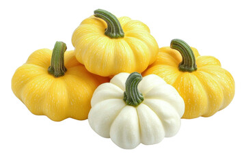 yellow and white pumpkins isolated