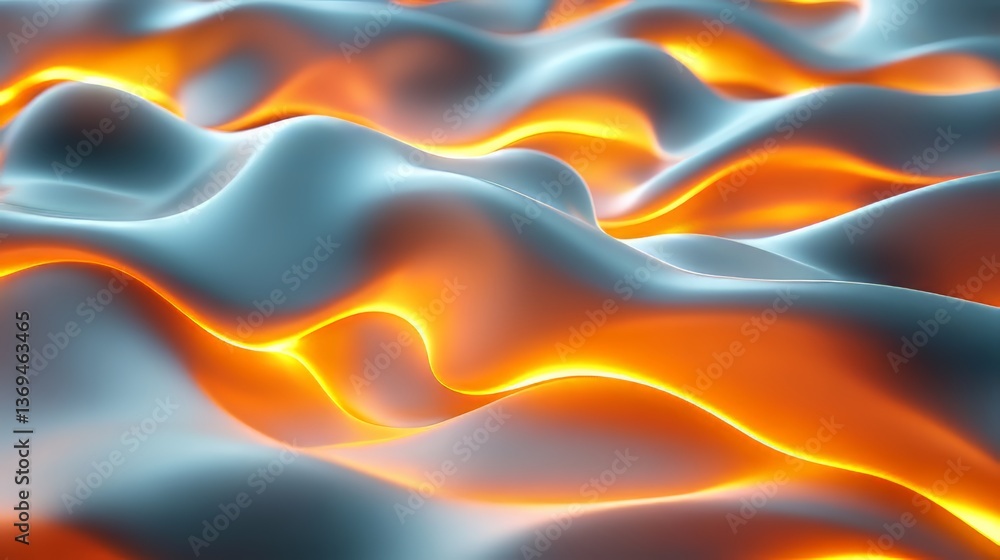 Poster abstract 3d landscape featuring smooth flowing shapes and vibrant illumination, creating a modern de
