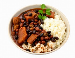 A healthy dish of rice with vegetables, meat, and nuts, a delicious meal