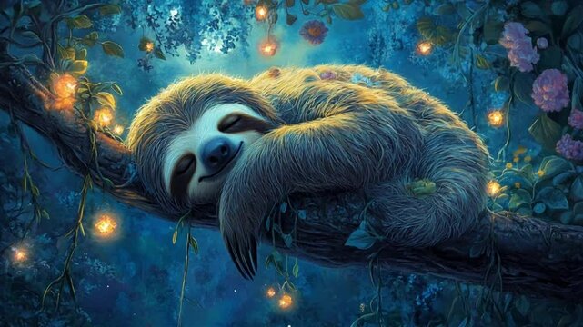 slow loris sleeping in the night time 