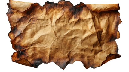Wrinkled Parchment: An aged parchment with burnt edges, revealing the passage of time and imparting a sense of history. The texture and imperfections tell a story of eras past