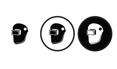 icon Welding Helmet black outline logo for web site design 
and mobile dark mode apps 
Vector illustration on a white background