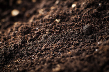 Abstract macro shot of rich, fertile soil with a perfect crumb structure, showcasing agricultural potential.