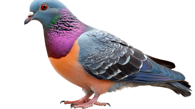 Exotic Pigeon in Profile: A vibrant depiction of a colorful pigeon, showcasing a stunning array of hues and textures, presenting a portrait of avian elegance.