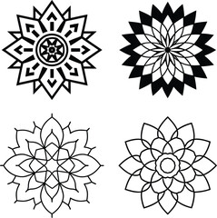 Floral design mandala set with decorative vector elements