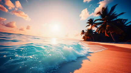 tropical beach with palm trees