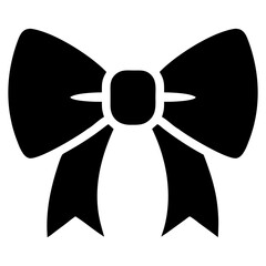 Silhouette ribbon bow vector icon in black and white design