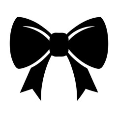 Silhouette ribbon bow vector icon in black and white design