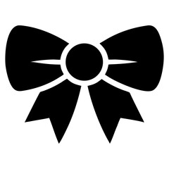 Silhouette ribbon bow vector icon in black and white design