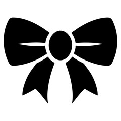 Silhouette ribbon bow vector icon in black and white design