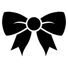 Silhouette ribbon bow vector icon in black and white design
