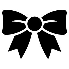 Silhouette ribbon bow vector icon in black and white design