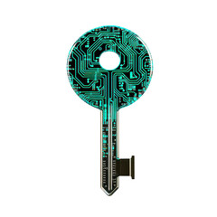 Digital Circuit Key on transparent background
