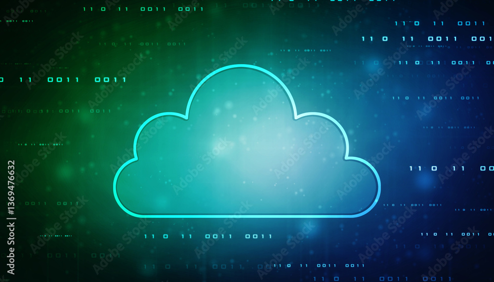 Poster 2d illustration of cloud computing, cloud computing concept, cloud computing concept. abstract cloud