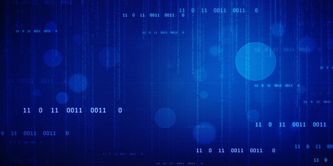 Binary Code Background, Internet Data, Big data communication background, Digital Abstract technology background, flowing number one and zero text in binary code format in technology background.