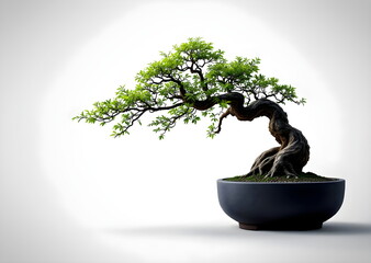Cascade Bonsai in a Black Stone Pot