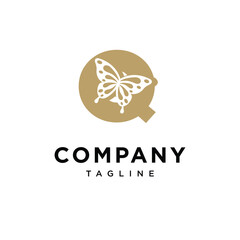 Letter Q Butterfly Gold Logo Icon Vector