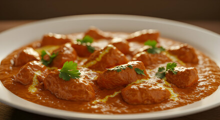 Chicken Tikka Masala Dish on White Plate