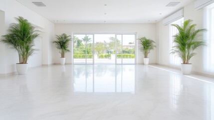 Obraz premium Spacious, bright, modern interior with large windows