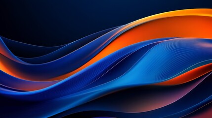 Obraz premium Abstract Waves Blue and Orange Lines on Dark Background, modern , dynamic