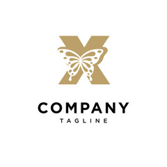 Fototapeta premium Letter X Butterfly Gold Logo Icon Vector