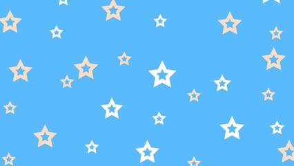 Pastel Peach White Stars Blue Background Simple Pattern Design Pretty Sky