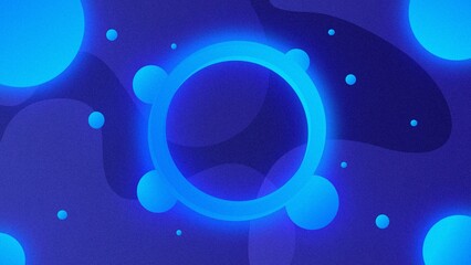 Abstract Blue Glowing Circle Design Bright Neon Background Bubbles Space Galaxy Modern Art
