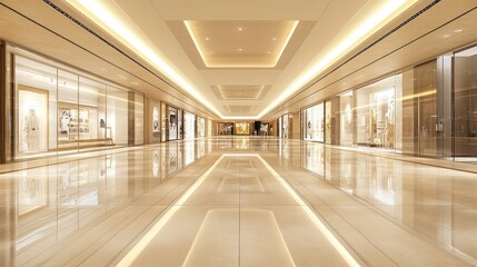 The large, wide-open main entrance of a shopping mall, featuring clean, reflective floors and an inviting, spacious design.