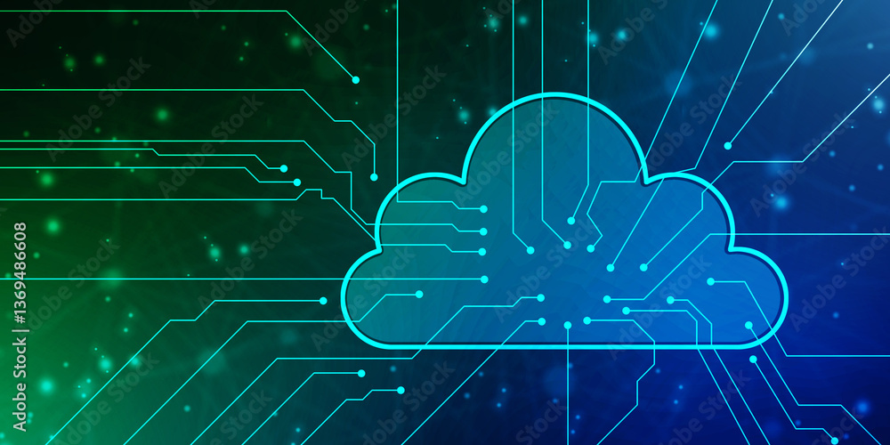 Poster 2d illustration of cloud computing, cloud computing concept, cloud computing concept. abstract cloud