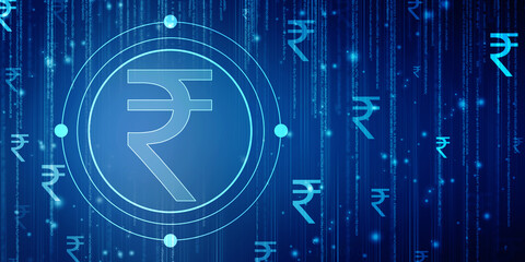 Indian Rupee symbol on financial Background, Growth of Indian stock market, Abstract finance background, Stock market Concept background