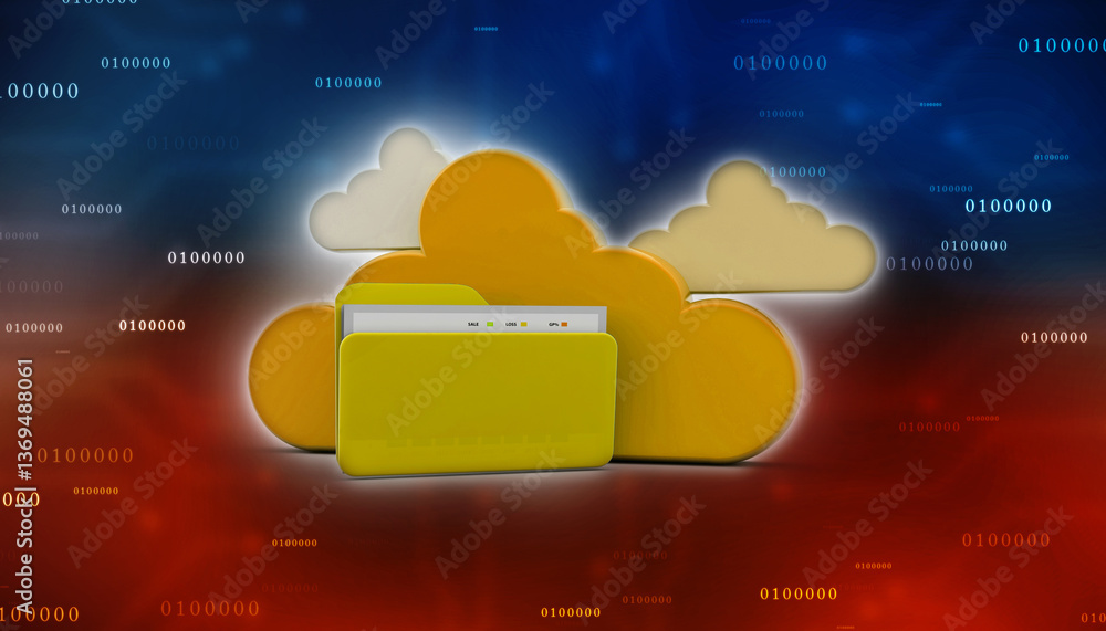 Poster 3d rendering cloud computing concept, cloud internet technology concept background, cloud computing 