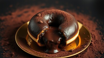 Fototapeta premium Donut images, Double Chocolate Lava Donut