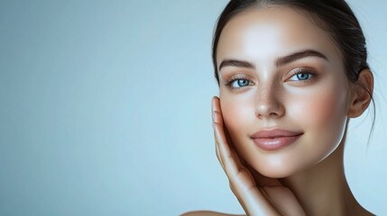 Fototapeta premium Radiant Young Woman with Beautiful Skin and Soft Features