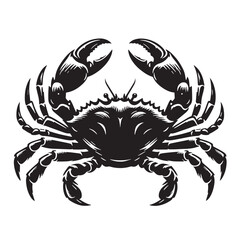 Black Crab Silhouette Vector, High Quality Illustration on White Background