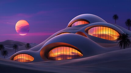 Obraz premium Futuristic architectural design alien landscape digital art cosmic environment surreal viewpoint innovative concepts