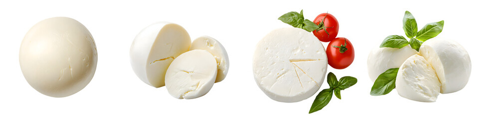A close up image of fresh creamy mozzarella cheese slices accompanied by ripe red tomatoes and green basil leaves